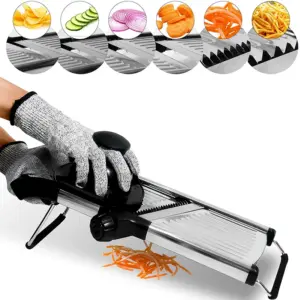 LMETJMA Affettatrice Mandolina Regolabile Affettatrice di Verdure in Acciaio Inossidabile Chopper Cutter per Patate Pomodoro Cipolla Carota JT213 1
