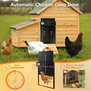 Porta Automatica per Pollaio in Alluminio Resistente alle Intemperie, Design Anti-Pizzicamento, Alimentazione a Batteria con Timer 1