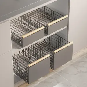 Cassetto Estraibile Pieghevole per Organizzazione Armadio, Cassetto Scorrevole Facile da Installare, Grande Capacità per Cucina, Bagno e Dispensa 2