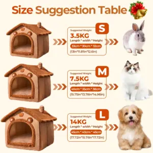 Casetta per gatti aggiornata, casetta per animali con orsetto bruno carino, design pieghevole con cuscino rimovibile, lavabile in lavatrice, versione rinforzata extra large, comoda e calda, casetta semi chiusa per gatti che fornisce una sicurezza sufficiente per i gatti, una casa per gatti per gatti per il riposo e il riposo per cani di piccola taglia. 2