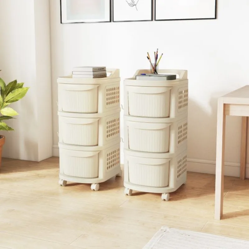 Carrello portaoggetti con ruote, 3 cassetti e ganci per pannello forato, carrello multiuso mobile con maniglia, facile da montare per casa, bagno, ufficio 5