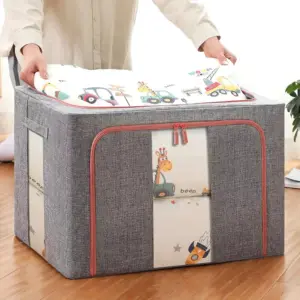 3PCS Borsa portaoggetti per vestiti di grande capacità Contenitori pieghevoli per riporre vestiti con cerniera per vestiti dell'armadio della camera da letto 24L 2