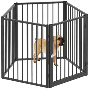 Recinto per cani PawHut a 5 pannelli, pieghevole, portatile, in metallo, 76H, per interni ed esterni, nero 1