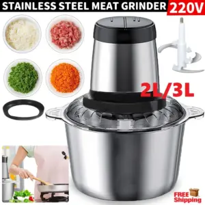 Tritacarne Elettrico 2L/3L Grande Capacità per Uso Domestico in Acciaio Inox 2 Velocità 300W Alta Potenza Frullatore da Cucina 1