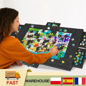 Tappetino per Puzzle in Feltro Leggero e Portatile, Antiscivolo con 6 Cassetti per l'Organizzazione, Protezione per Puzzle per Adulti e Bambini 1