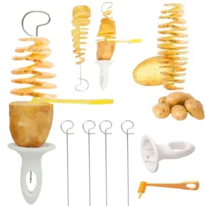 Tagliapatate a spirale Fetta intrecciata Torre di patate Torretta Taglia patate Riutilizzabile Affettatrice a spirale per frutta e verdura per cucina ﻿ 1