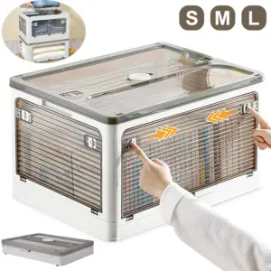 Scatola portaoggetti Organizzatore pieghevole con pattini a rotelle rimovibili Contenitore portaoggetti trasparente Scatola per libri per studenti Organizzatore da campeggio 2