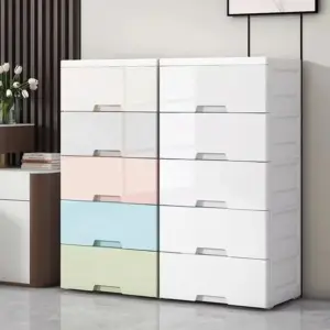 Tipo di cassetto Armadietto di stoccaggio Comodino per camera da letto Armadietto di stoccaggio Multistrato Organizzatore di vestiti per bambini Armadietto di plastica per bagno Organizzatore di armadietto di stoccaggio pieghevole 2