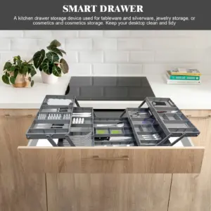 Organizer per cassetti pieghevole, scatola portaoggetti multifunzionale, adatto per utensili da cucina, attrezzi, gioielli, trucco 2