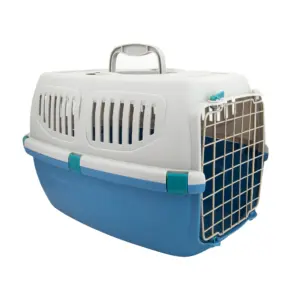 Trasportino Grande in Plastica per Animali Domestici, Approvato per il Trasporto Aereo, con Chiusura Sicura, Gabbia Portatile per Cani e Gatti 55x35x34cm 2