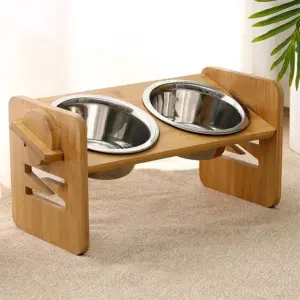 Supporto Inclinato e Regolabile per Alimentazione Cani, con 2 Ciotole in Acciaio Inox per Cuccioli e Accessori per Gatti 1