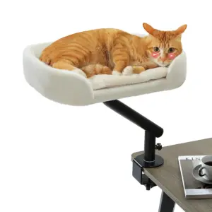 Letto da scrivania per gatti, 360 °   Supporto per lettino girevole per gatti da interno, cestino per gatti regolabile, amaca per gatti per tavolo, morbido lettino per gatti per scrivania 1