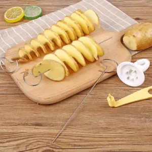 Tagliapatate a spirale Fetta intrecciata Torre di patate Torretta Taglia patate Riutilizzabile Affettatrice a spirale per frutta e verdura per cucina ﻿ 2