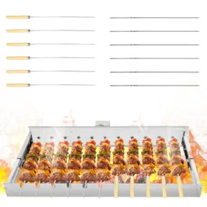 Griglia elettrica Griglia per barbecue rotante automatica con spiedini Griglia per barbecue con stufa per barbecue in acciaio inossidabile a larghezza regolabile 1
