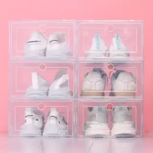 6 scatole per scarpe trasparenti custodie per scarpe impilabili scatole per scarpe in plastica scatole per scarpe da ginnastica antipolvere scarpe mobili organizzatori 1
