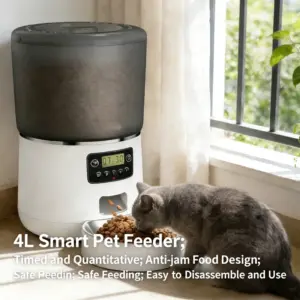 Distributore Automatico di Cibo per Animali Domestici Smart 4L, Dispenser Temporizzato e Quantitativo per Cani e Gatti, Design Anti-Intasamento e Anti-Insetti 2