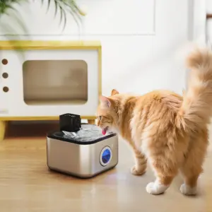 Fontanella automatica per gatti PawHut 4.2L in acciaio inox con pompa ultra silenziosa, indicatore LED, batteria da 4000 mAh 2