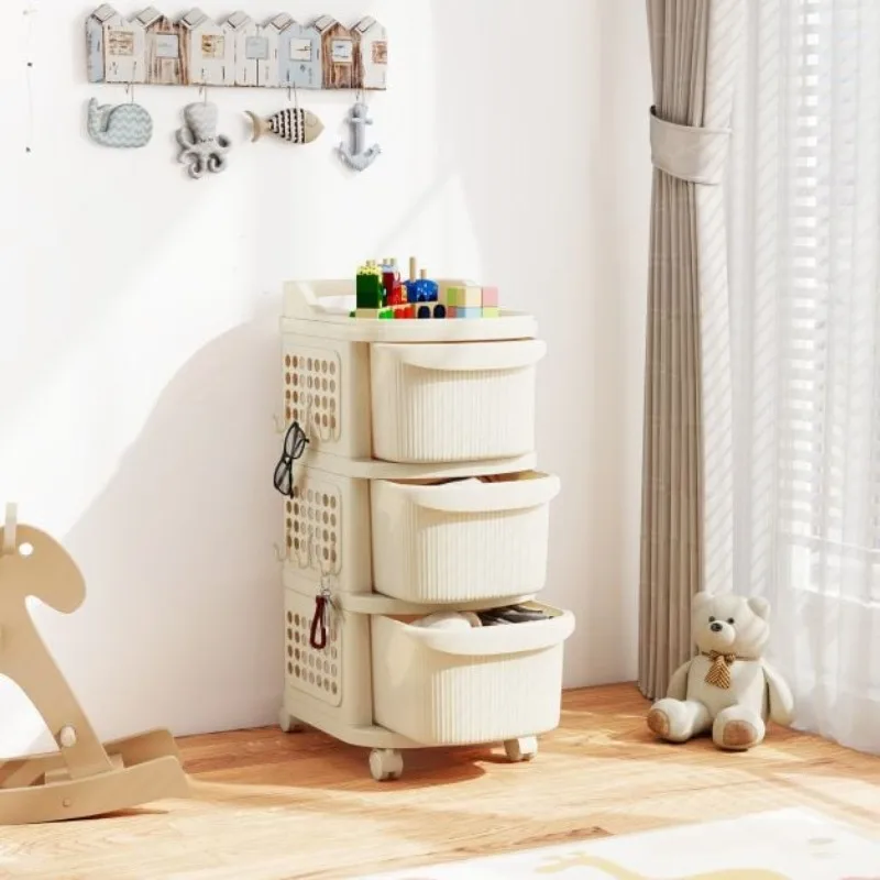 Carrello portaoggetti con ruote, 3 cassetti e ganci per pannello forato, carrello multiuso mobile con maniglia, facile da montare per casa, bagno, ufficio 1