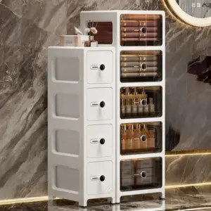 Armadietto portaoggetti a fessura tipo cassetto da 17 cm, armadietto a fessura ultra stretto per frigorifero, scaffale multistrato per bagno 2