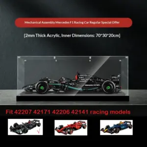 PMMA 70/65x30x20 espositore in acrilico per LEGO 42141 McLaren F1 Ferrari modello di auto da corsa scatola in acrilico abbigliamento per 42207 42171 42206 2