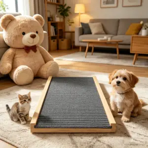 1 set di rampe in legno per animali domestici, per cani e gatti, altezza regolabile, tappeto antiscivolo, scala di accesso sicura per animali domestici, cuccioli, cani, per auto, letto, mobili 1