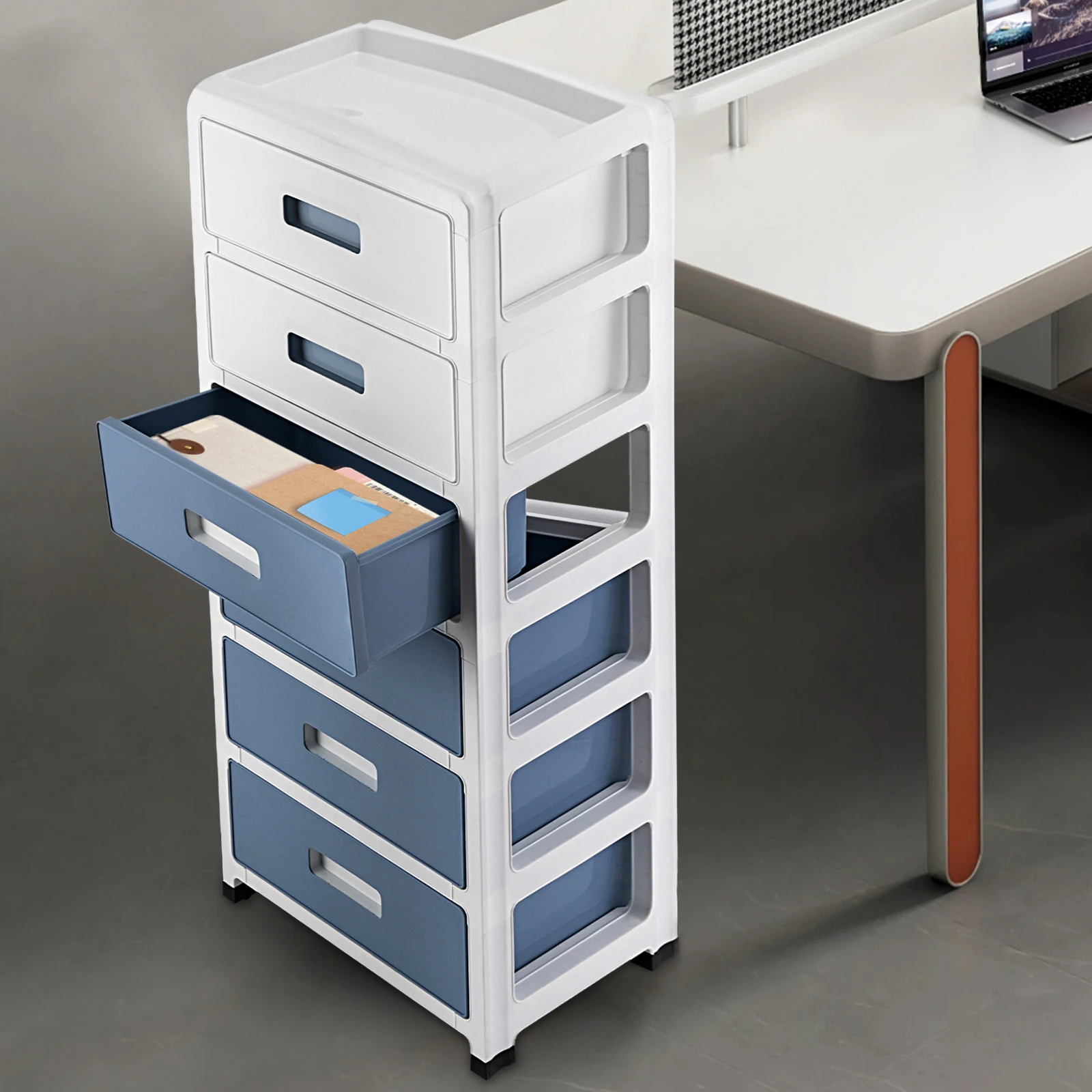 Organizzatore a 6 cassetti a 6 livelli, armadietto per la casa, scatola per biancheria intima a cassetto, comodino in plastica, impilabile e mobile 1