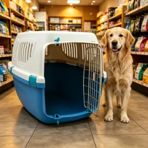 Trasportino Grande in Plastica per Animali Domestici, Approvato per il Trasporto Aereo, con Chiusura Sicura, Gabbia Portatile per Cani e Gatti 55x35x34cm 1