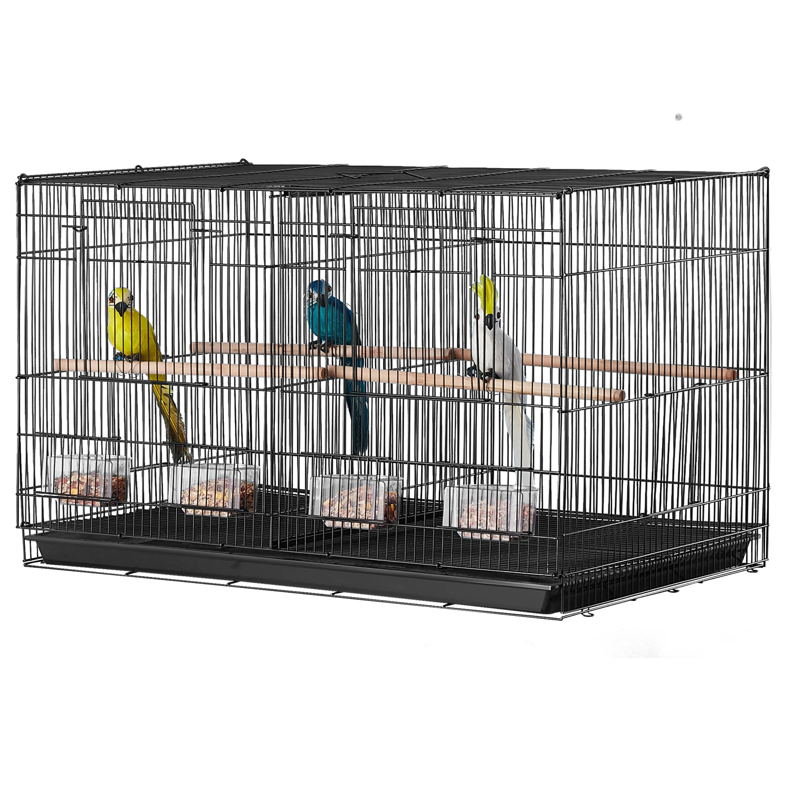 SucceBuy Gabbia per uccelli da volo da 30 pollici Gabbia per piccoli animali divisa impilabile per tipi di uccelli Gabbia per uccelli da viaggio per animali domestici con manico e perca 1