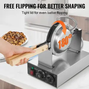 SucceBuy Macchina Commerciale per Waffle a Bolle Antiaderente in Acciaio Inossidabile per Uova a Bolle 180 ° Macchina Girevole per Pancake e Uova 2