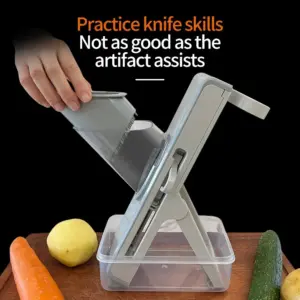 Affettatrice Sicura Mandolina Tagliaverdure Veggie Dicer Affettatrice per Julienne Frittura e Patate Ottieni Scatola di Immagazzinaggio con Coperchio 2