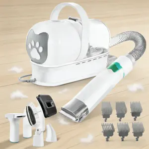 Aspirapolvere per Peli di Cani e Gatti ad Alta Potenza di Aspirazione, Kit di Toelettatura per Animali 7 in 1 13000Pa, con Contenitore per la Raccolta di Peli e Polvere, 400W 1