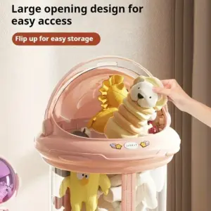 Scatola portaoggetti per bambole astronauta Scatole portaoggetti per giocattoli di peluche per bambini Contenitore con cerniera per organizzazione di stoccaggio domestico ripiene in plastica trasparente 2
