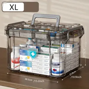 Scatola Trasparente Impermeabile per Medicinali e Pronto Soccorso - Contenitore a Doppio Strato in Plastica PP con Coperchio Rettangolare, per Emergenze 1