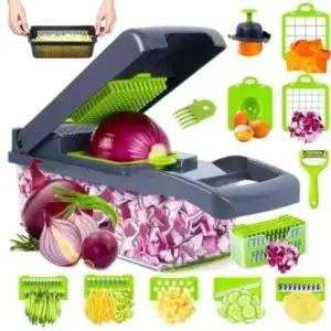 Tagliaverdure multifunzione, tagliaverdure da cucina, affettatrice per patate, grattugia, taglia a cubetti, strumento magico per affettare 1