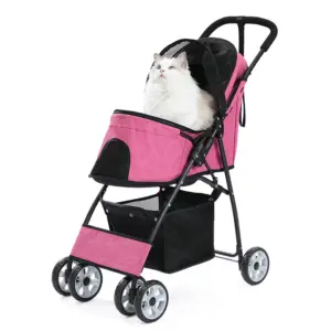 Carrello per animali domestici per cani e gatti di piccola taglia, passeggiata portatile da viaggio all'aperto - Passeggino pieghevole per gatti per cani Passeggino portatile per gatti per cani 1