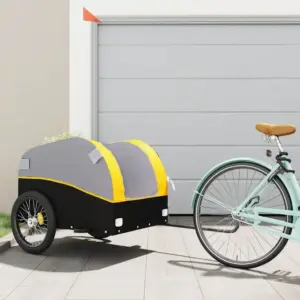 Rimorchio per bicicletta nero e giallo 45 kg in ferro 1