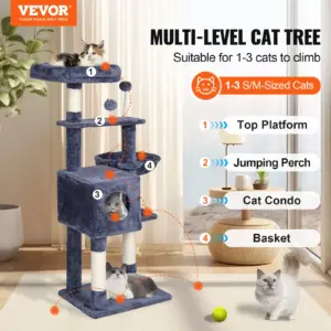 SucceBuy Albero per gatti per gatti da interni Torre per gatti con gatto Condo Tiragraffi in sisal HammockTop Piattaforma per saltare persico Grigio scuro 2