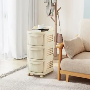 Carrello portaoggetti con ruote, 3 cassetti e ganci per pannello forato, carrello multiuso mobile con maniglia, facile da montare per casa, bagno, ufficio 2