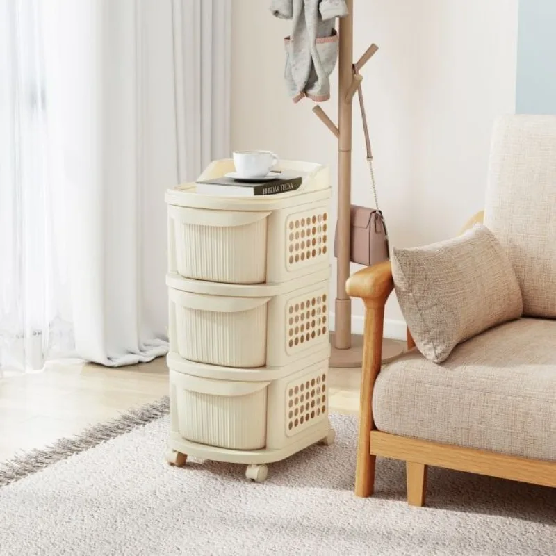 Carrello portaoggetti con ruote, 3 cassetti e ganci per pannello forato, carrello multiuso mobile con maniglia, facile da montare per casa, bagno, ufficio 2