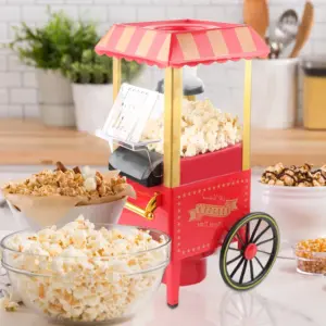 Macchina per Popcorn Retrò Aggiornata, 1200W, ad Aria Calda per Uso Domestico, Funzionamento con Un Solo Pulsante e Facile da Pulire 1