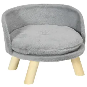 Cuccia a Cuscino PawHut per Cani, Design Scandinavo, Morbido Cuscino Rimovibile, Piedini Ø 40,5x33H cm, Grigio 1