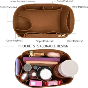 Organizer per borsa con inserto in feltro per LV Speedy 25 30 35 Borsa con patta Borsa interna Borsa da viaggio per trucco Borsa da viaggio Accessori 2