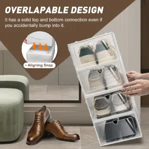 Confezione da 20 Scatole Moderne per Scarpe, Organizzatore Impilabile Trasparente per Sneaker, Contenitore Salvaspazio per Armadio, Camera da Letto, Bagno 2