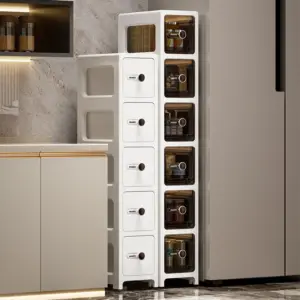 Armadietto portaoggetti a fessura tipo cassetto da 17 cm, armadietto a fessura ultra stretto per frigorifero, scaffale multistrato per bagno 1