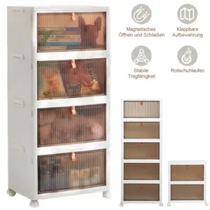 Scatola portaoggetti pieghevole a 2/4/5 livelli con coperchio Organizzatori portaoggetti pieghevoli per scarpe Scatola organizer per la casa con ruote 1