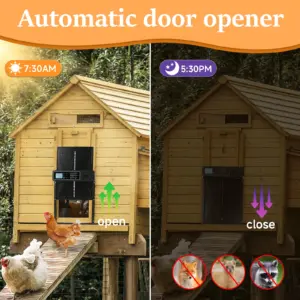 Porta Automatica per Pollaio in Alluminio Resistente alle Intemperie, Design Anti-Pizzicamento, Alimentazione a Batteria con Timer 2