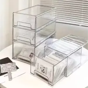 1 confezione di cassetti portaoggetti in plastica, cassetti portaoggetti trasparenti impilabili, grandi contenitori portaoggetti con cassetti, organizer per cassetti in acrilico per off 1
