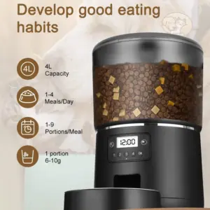 Distributore Automatico di Cibo per Animali Domestici Smart 4L, Dispenser Temporizzato e Quantitativo per Cani e Gatti, Design Anti-Intasamento e Anti-Insetti 1
