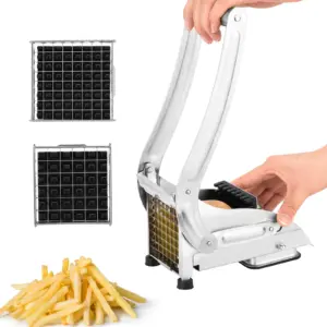 Taglierina per patatine fritte, cippatrice in acciaio inossidabile con 2 lame per affettare e base di aspirazione sicura 1