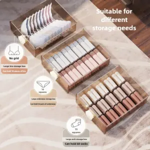 Organizer per cassetti trasparente con maniglia per aromaterapia – Scatola divisa impilabile per riporre calzini, biancheria intima e lingerie 2